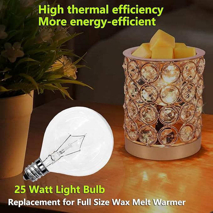 Candle Warmer Lamp Bulb,25 Watt Scentsy Light Bulbs for Wax Warmer,Wax Burner,G50 120V E12 Base Light Bulbs for Full Size Scentsy Wax Warmer,Long Lifespan Wax Warmer Bulbs,Warm White,6 Pack ﻿