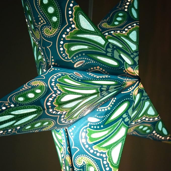 Lotus Paper Star Lantern with 12 Foot Power Cord Included