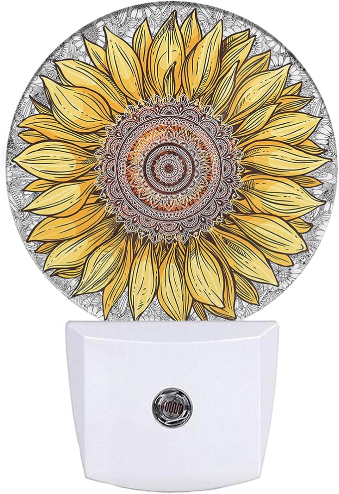 EKOBLA Sunflower Night Light, Boho Yellow Floral Night Lights Plug Into Wall with Dusk to Dawn Sensor, Gift for Women, Mom and Grandma