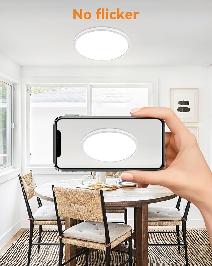 slochi LED Flush Mount Ceiling Light Fixture, 12Inch 28W LED Light, Dimmable & 3000K/4500K/6000K 3 Color Adjustable Round Light 3200LM Low Profile Ceiling Light Fixtures for Kitchen Bedroom