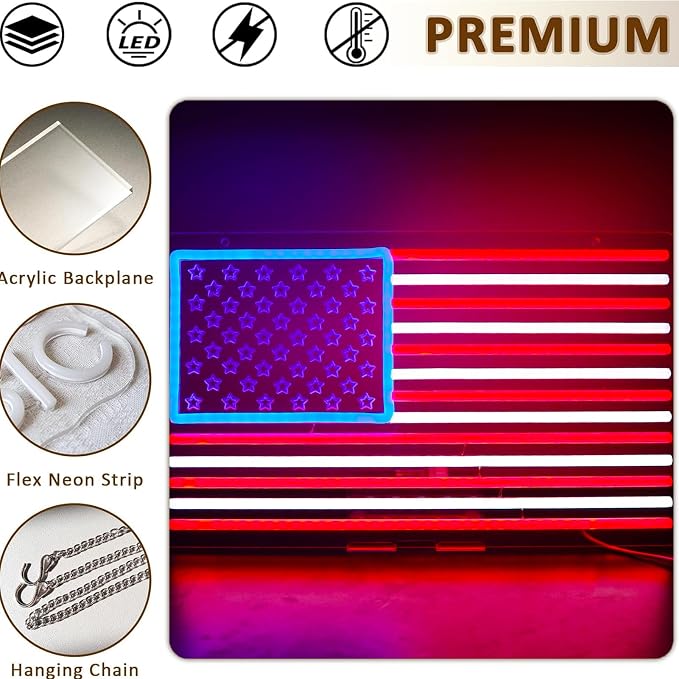 USA Neon Signs for Wall Decor，Led Neon Light for Man Cave、Bedroom、Garage，Christmas Birthday Party Gifts