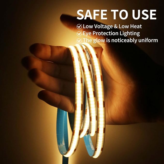 USB LED Light Strip, 3000K Warm White COB LED Strip Lights, 3.28FT TV Lights Flexible Small Led Lights with Touch Switch Controller White 5V LED Strip Light for TV Backlight Bedroom
