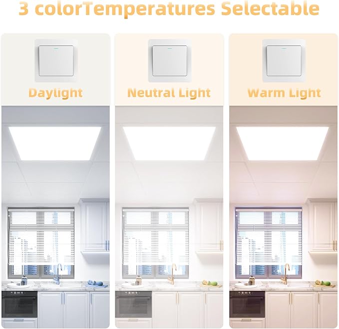 4 Pack 2X2 Led Flat Panel Light,0-10V Dimmable,3000K/4000K/5000K, 30W/40W/50W, Drop Ceiling Light for Mall, Officeroom, Garage