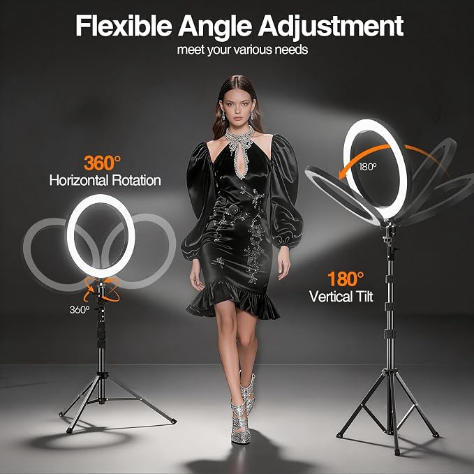 EMART 10'' Ring Light with 51'' Extendable Tripod Stand & Phone Holder | 16 RGB Colors 13 Dynamic Modes & 10 Brightness Levels Selfie Ringlight with Bluetooth Remote for Recording, Streaming, Makeup