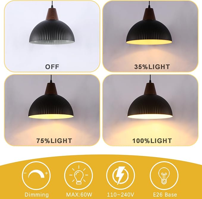 Black Pendant Lights Kitchen Island, 11.8" Dome Pendant Light Fixtures Modern Farmhouse Hanging Light for Dining Room Bedroom Bar Sink