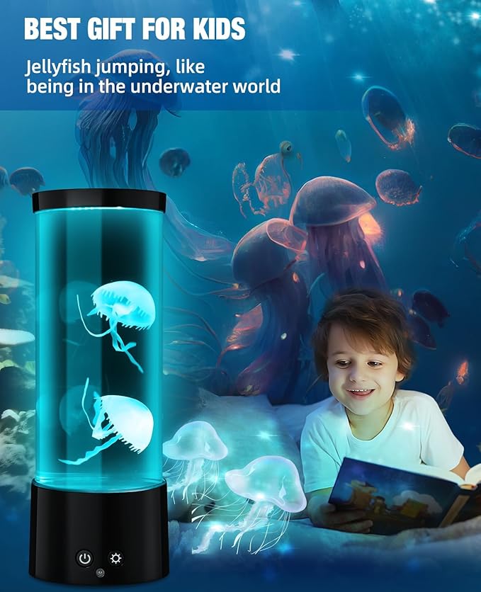 Jellyfish Lamp with 17 Light Effects - Mood Table Lamp Night Light with Remote, Jelly Fish Tank Aquarium for Living Room, Christmas Birthday Gifts for Kids
