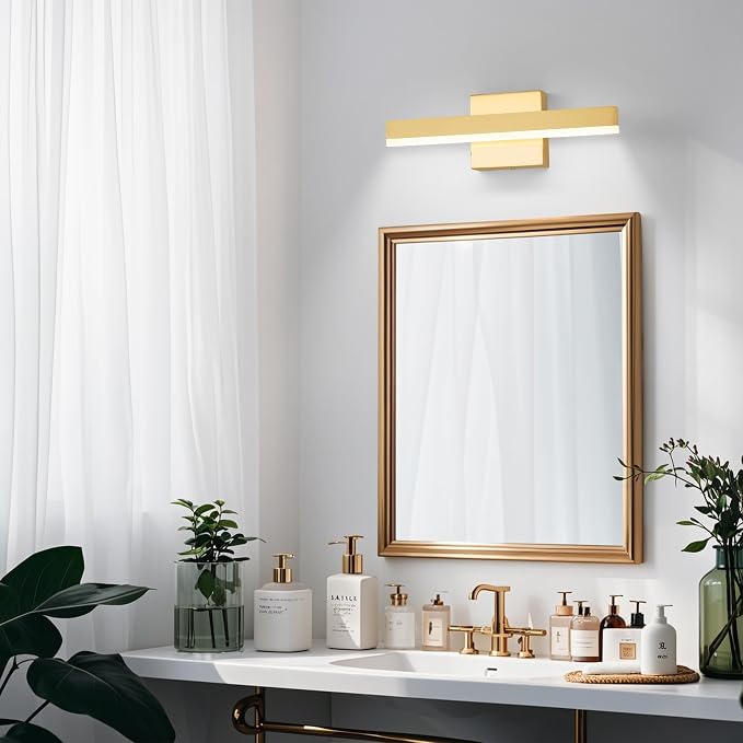 Gold Bathroom Vanity Light Fixture 15.7'' 20W Dimmable 5CCT LED Hardwired | Bathroom Light Fixture Over Mirror, Bathroom Wall Sconce, Rust-resistant, ETL Certificated, 2700K/3000K/3500K/4000K/5000K