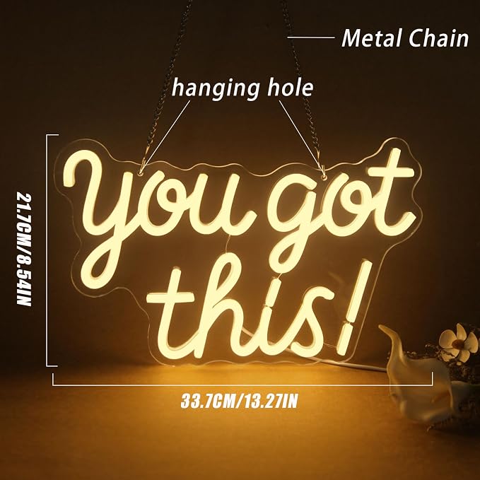You Got This Neon Sign Dimmable LED Neon Light for Wall Decor | Inspirational You Got This Sign Lights for Home, Bedroom, Office, Student Dorm, Classroom, Party Decor& Motivational Gift