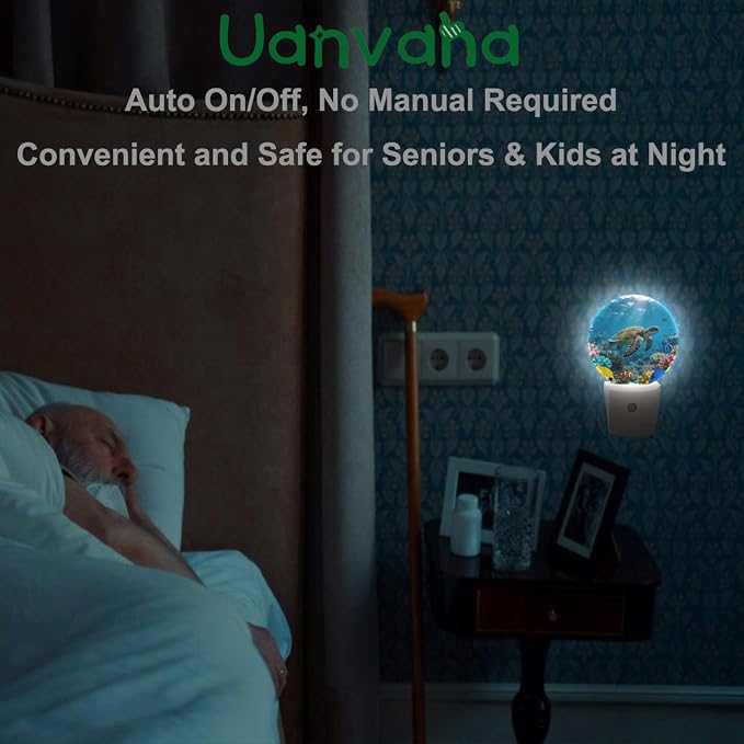 Turtle Night Light Ocean Wildlife Animal Sea Turtle Night Lights Plug into Wall 0.5W LED Lighting Auto on/Off for Hallway Stairway Kitchen Home Indoor Plug Wall Light
