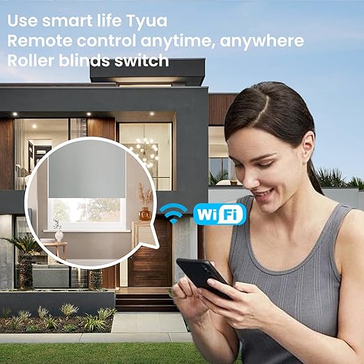 Smart Roller Shutter Switch Single Gang 2.4GHz Wi-Fi Touch Switch, Neutral Wire Required,Work with Smart Life/Tuya App and Alexa,Tempered Glass Panel,White