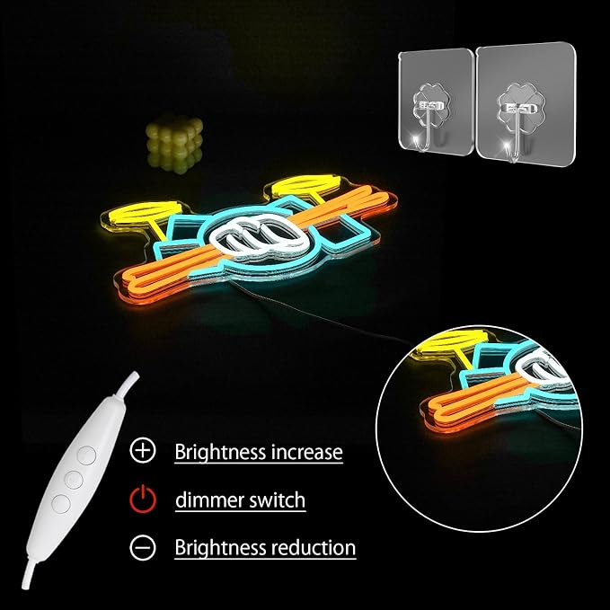 Drum Set Neon Sign for Wall Decor Music Led Sign Musical Instrument Neon Light Drummer Led Light Drum Neon Light Sign for Music Studio Wall Art Musical Show Wall Decor