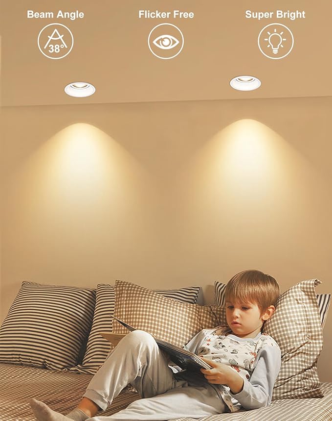 MR16 LED Bulbs 50W Equivalent 5W GU5.3 Spotlight Bulbs 3000K Warm White 38° Beam Angle Non-Dimmable for Landscape, Recessed, and Track Lighting – 12 Pack