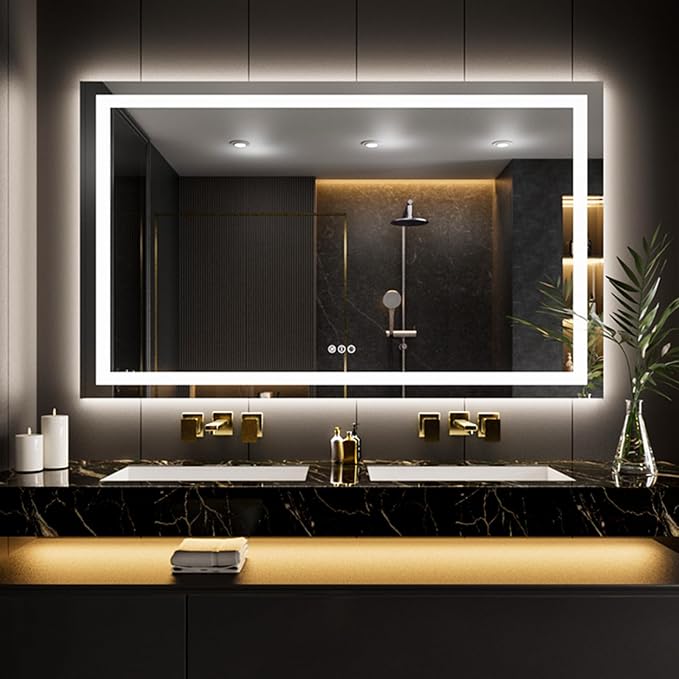 LOAAO 62"X36" LED Bathroom Mirror with Lights | Anti-Fog, Dimmable, 3 Color Temperature, Backlit + Front Lit, Memory Function, Tempered Glass, UL Listed