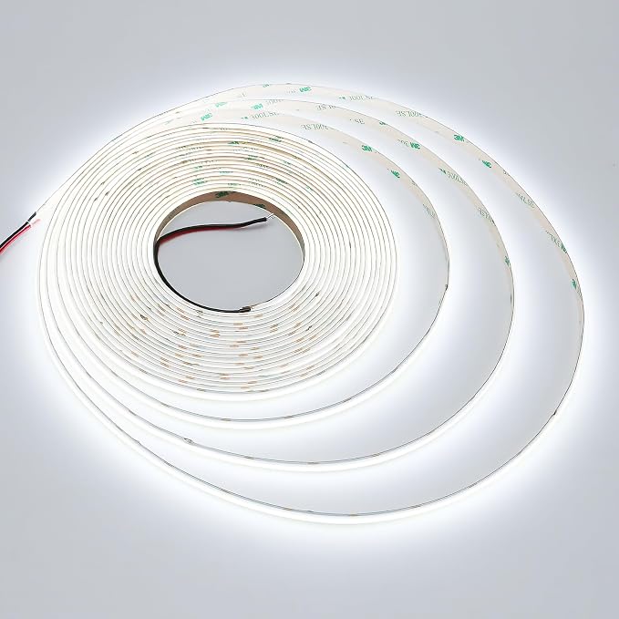 JOYLIT COB LED Strip 24V 32.8FT 6000K 7650LM Dimmable for Cabinets, Closets | CRI 90+, 120° Narrow Beam, 384 LEDs/m Cool White, Dot-less No Dark Spot, Cuttable , Easy Peel & Stick ( Strip Only )
