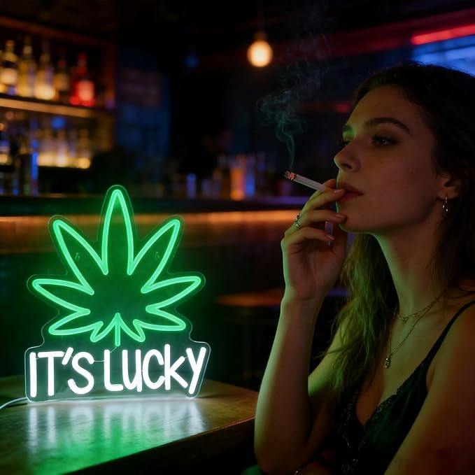 Leaf Weed Neon Sign Dimmable LED Green Neon Light for Wall Decor | USB Powered Green Leaf Neon Light for Man Cave Bedroom Game Room Bar Club Party Hotel Restaurant Christmas Gift Decor