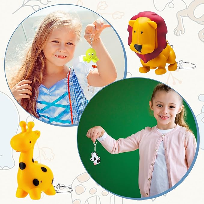 Kenning 6 Pieces Animal Flashlight Keychain Mini Pediatric Nurse Flashlight Badge Reel Pediatric Pen Lights Keychain for Nursing Staff Urgent Care