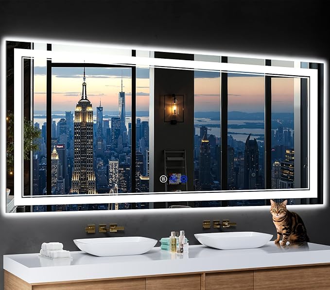 72"x32" LED Bathroom Mirror with Lights,Anti-Fog,3 Color Modes