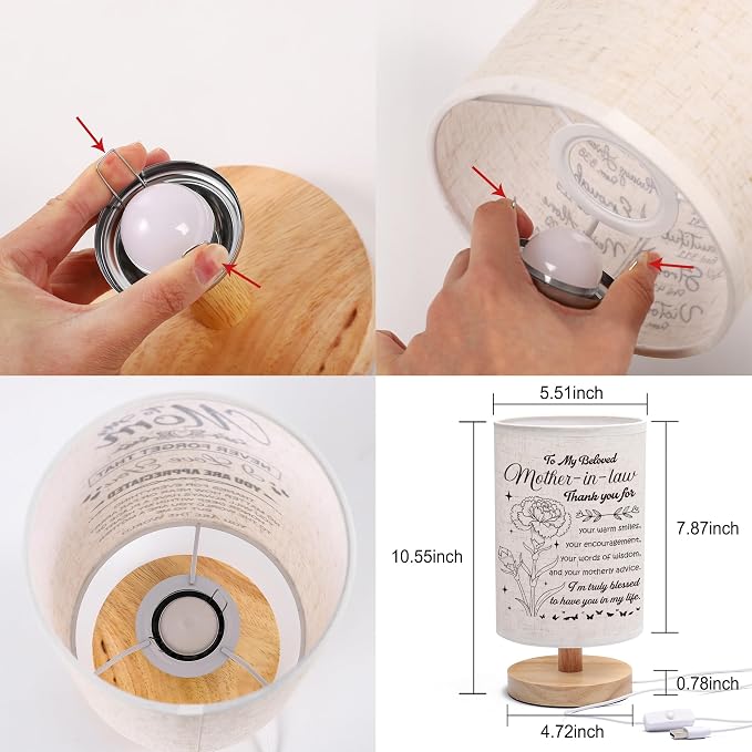 WSYEAR Gifts for Mother in Law, Birthday Mother in Law Gifts from Daughter in Law Beautiful Lamp Mothers Day Gifts for Bedside Home Decoration