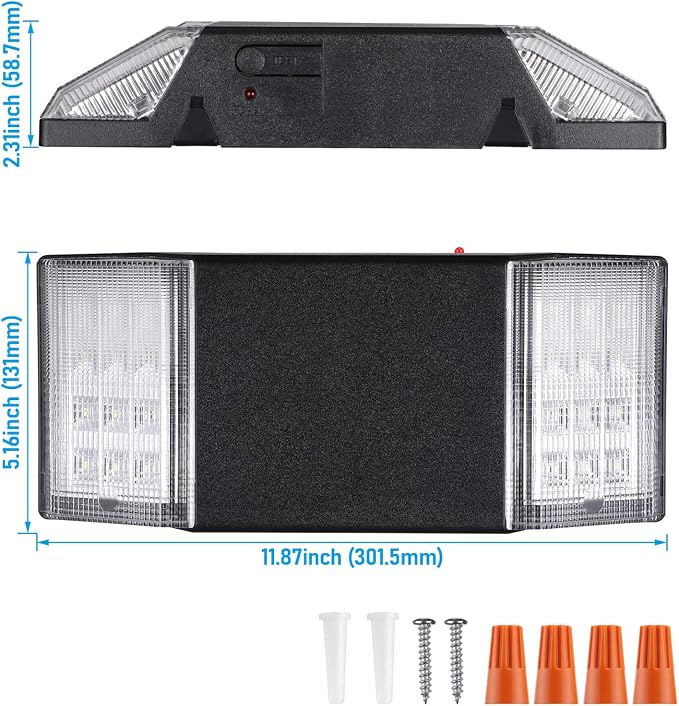 TORCHSTAR 8-Pack LED Emergency Lighting with Battery Backup Black | Commercial Emergency Lights, UL Listed, Two Square Heads, AC 120/277V, Hardwired Emergency Exit Light Fixtures for Business