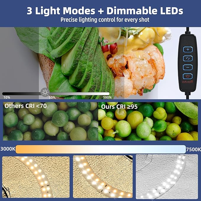16x16 Inch Photo Studio Light Box with 180 Dimmable LED Lights (CRI 95+), 3 Color Temperatures, 6 PVC Backdrops - Portable Foldable Shooting Tent for Product Photography: Jewelry, Food, Shoes