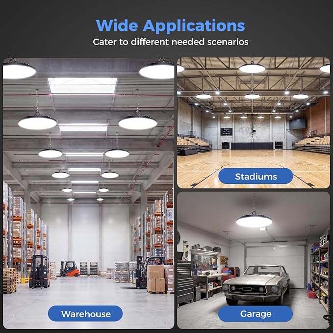 AIKVSXER 30 Pack UFO LED High Bay Light, 200W 30000LM LED Shop Lights | Warehouse Lights with 5' Cable US Plug, 6000K Daylight IP65 Waterproof LED Garage Lights, Commercial Bay Lighting