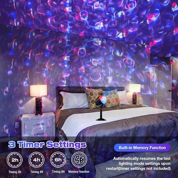 Christmas Ocean Wave Projector Light Outdoor，Halloween Water Effect Lamp | 15 Colors , Remote & Timer, IP65 Weatherproof, Indoor for Yard, House Parties, Holiday,Wedding, Bedroom Ceiling Decor