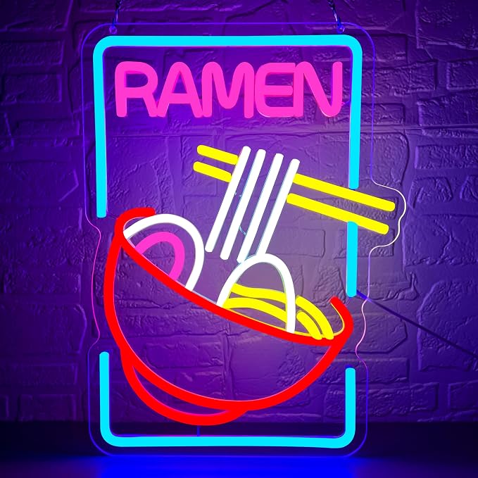 Ramen Neon Sign for Wall Decor Ramen LED Neon Light for Japanese Resturant | Dimmable Neon,Birthday Ramen Gifts,Led 5V USB Powered,Kitchen,Bar,Man Cave Decor,Business Dining Hall Wall Art,15.7*11.4in