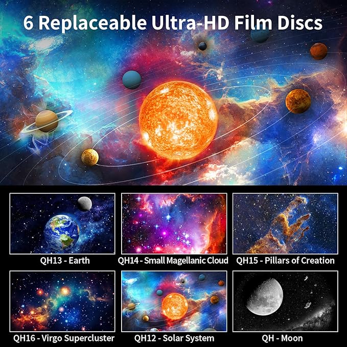 Portable Mini Galaxy Projector Wall Light with Rechargeable Battery Operated Planetarium Star Projector Starry Sky Space Solar System Moon Nebula for Bedroom Hallway Ceiling Car Roof Tent Decor