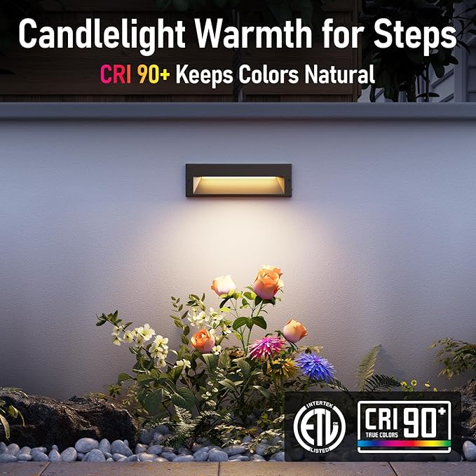 LEONLITE 12-Pack 10.6 Inch 5CCT Low Voltage LED Step Lights, Surface Mount | 12–24V AC/DC, 6W, Ultra-Slim Landscape Stair Lights, IP65, Outdoor Lighting for Decks Hardscapes, Aluminum, Oil Rubbed Bronze