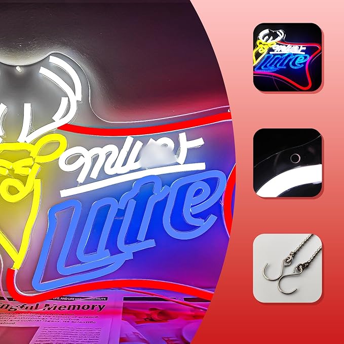 Beer Neon Signs for Wall Decor Dimmable Bar Neon Beer Sign Deer Neon Light Signs for Man Cave Bedroom Shop Beer Club Pub Bistro