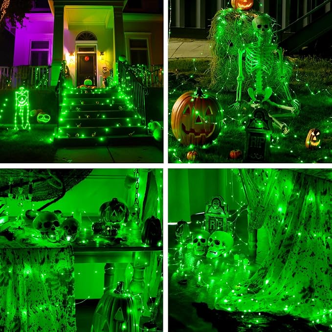 JMEXSUSS 2 Pack Green Fairy Lights Battery Operated, Total 400 LED 132ft | With Remote, Timer, Waterproof, 8 Modes Twinkle String Lights for Halloween, Tree, Mantel, Garden, Yard, Bedroom, Xmas Decor