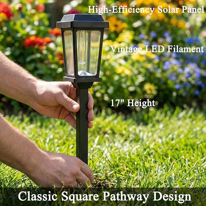 Solar Pathway Lights Outdoor 10 Pack, LED Solar Garden Lights | Auto On/Off Waterproof Solar Lights Outdoor Garden Pathway Lights for Yard Landscape Path Walkway Decorative, Warm White