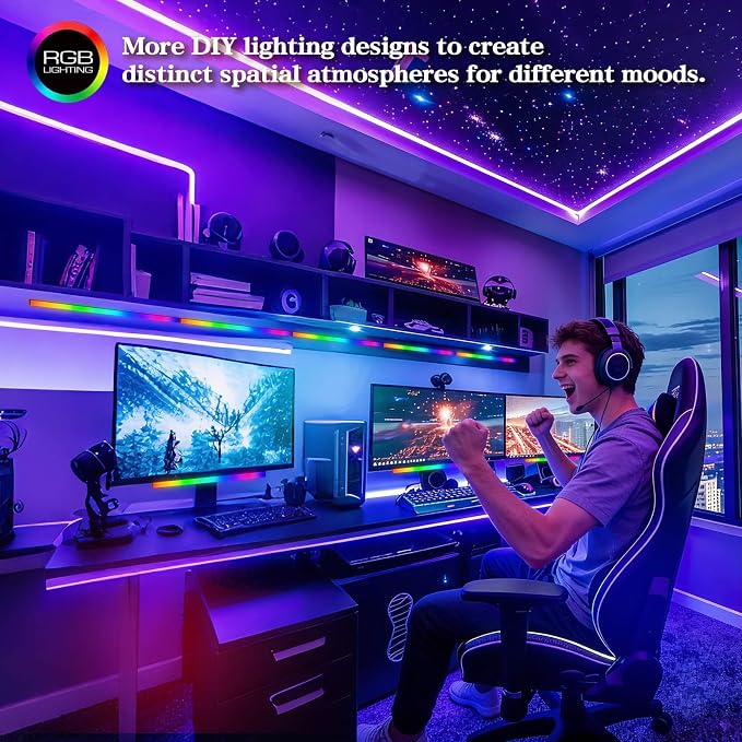 RGB LED Monitor Ambient Light Bar, 16 Inch USB Powered, APP Control & Music Sync, 16 Million Colors Dimmable, Gaming/Desk Display Backlight