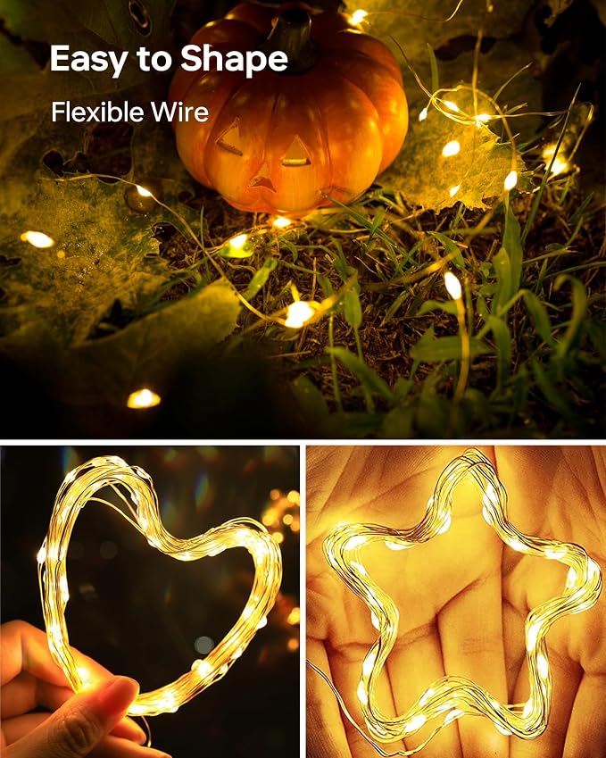 14 Pack Fairy Lights Battery Operated 7ft 20 LED String Lights Mini Twinkle Lights Silver Wire Firefly Starry Lights for DIY Craft Mason Jar Wedding Centerpiece Table Party Christmas Decor, Warm White