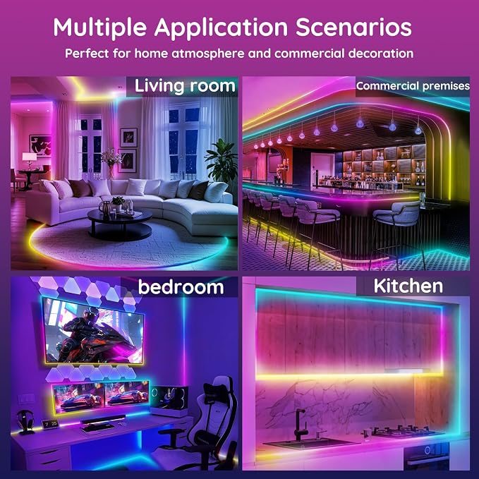 FBZ 150Ft Led Rope Lights, Flexible Neon Lights Control with App/Remote, Multiple Modes, IP65 Outdoor RGB Waterproof, Music Sync Gaming Light Strip for Bedroom Decor