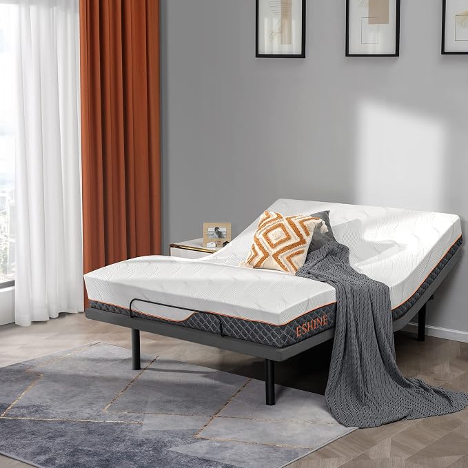 ESHINE Adjustable Bed Frame Smart Bed Queen - Quick 5 Min Installation, Electric Base with Massage, Ergonomic Foot & Head Incline, Zero Gravity, Dual USB Ports, Under Bed Light