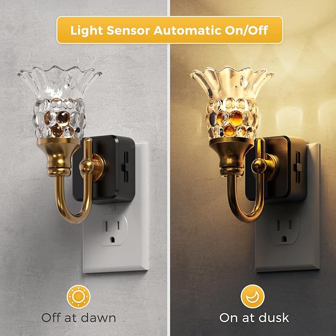 L LOHAS LED Night Lights Plug into Wall, 3000K LED Floral Night Light | Auto Sensor, 0-100lm Adjustable Brightness Plug in Nightlight, for Hallway Bedroom Stairway Gift