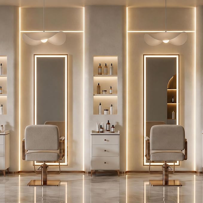 64"x21" Full Length Mirror with LED Lights, Hanging Mounted Mirrors, Aluminum Frame Mirrors with Dimming & 3 Color Lighting, Lighted Full Body Mirror for Bedroom, Dressing Room, Cloakroom