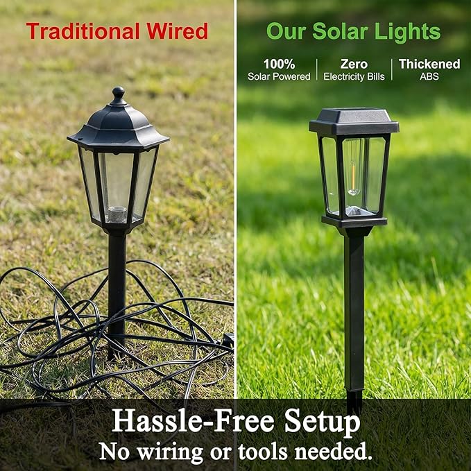12 Pack Solar Lights Outdoor, Modern Solar Pathway Lights Outdoor, Waterproof Auto On/Off Garden Lights for Yard, Landscape Path, Walkway, Driveway Decor (3000K Warm White)