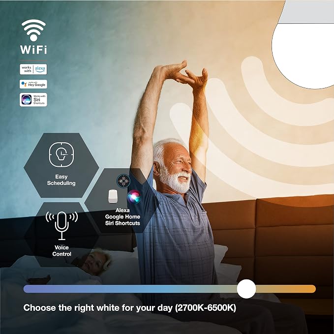 Sylvania WiFi LED Smart A21 Light Bulb, 14.5W Efficient, Tunable White, 2700K - 6500K, for Alexa/Google Assistant/Siri Shortcuts, Energy Star, Frosted - 1 Pack (75805)