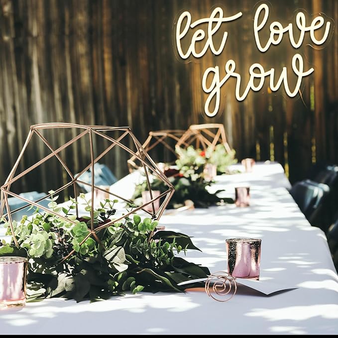 Let Love Grow Neon Sign for Wedding Dimmable Warm White 16.54 x 11.85" Led Sign for Bridal Shower Engagement Neon Light for Wedding Ceremony Succulent Bar Party Home Wall Art Bedroom Decor