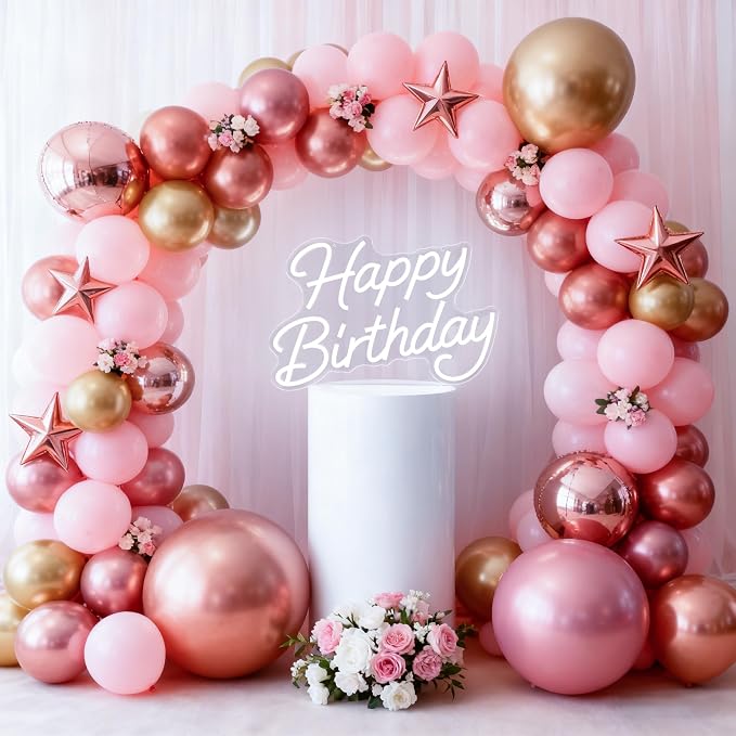 Happy Birthday Neon Sign for Backdrop Dimmable Happy Birthday Light Up Sign | LED Cool White Neon Happy Birthday Sign for Birthday Party Backdrop, Any Ages Bday Party Celebration, USB Powered, Hanging