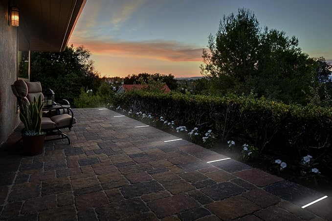 LUMENGY Paver Light Slim 0.5x8 Inch (0.55x7.87), 5000K Daylight, Glare-Free Linear Lighting for Driveways, Walkways and Paver Borders, 12V Hardwired, IP67 Waterproof, Drive-Over Rated