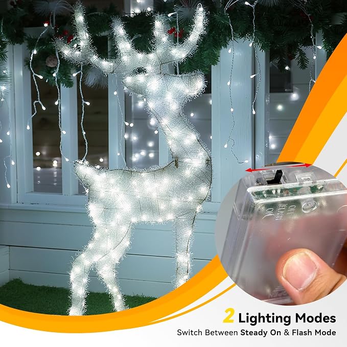 LitHome 6 Pack Cool White Fairy Lights Battery Operated, Each 20 FT 60 LED | Twinkle Lights Battery Operated 2 Modes, Waterproof Fairy String Light for Classroom Bedroom Indoor Christmas Wedding Decor