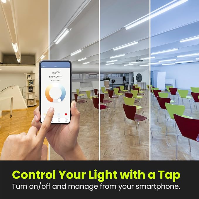 Feit Electric 4 ft. Smart WiFi 105-Watt LED Shop Light, No Hub Required, Alexa or Google Assistant, 3000K/4000K/5000K Color Temperature CCT Changing, SHOP/4/HO/CCT/AG