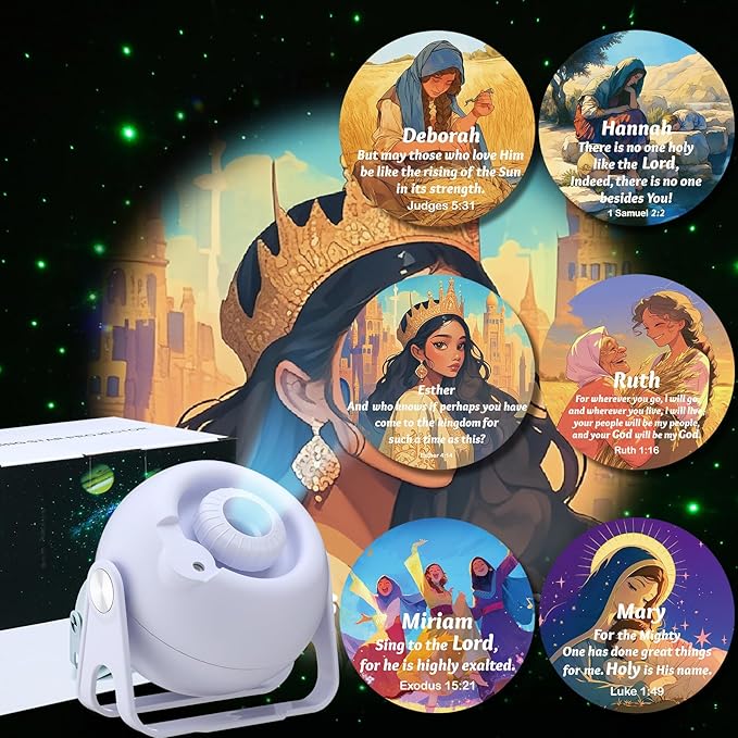 Bible Verses Projector Galaxy Projector Includes 6 Interchangeable Christian Discs Night Light Set Project Religious on Walls or Ceilings for Gift
