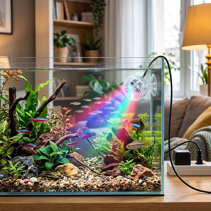 GLOGLOW Submersible LED Aquarium Light, Gradient, Suction Cup Night Light