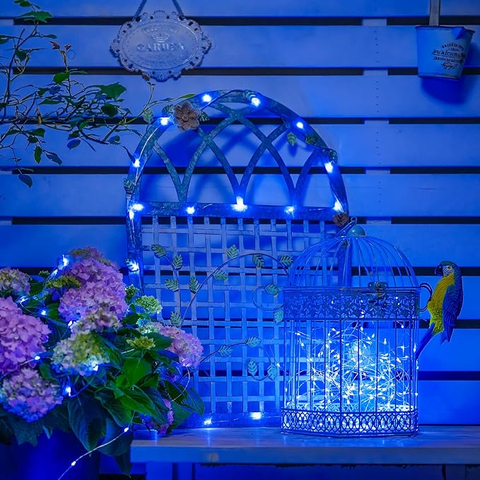 JMEXSUSS 200 LED Blue Fairy Lights Plug in, 66 ft Christmas Twinkle Lights | Outdoor Waterproof with 8 Modes Christmas Tree Lights for Bedroom Christmas Tree Decor