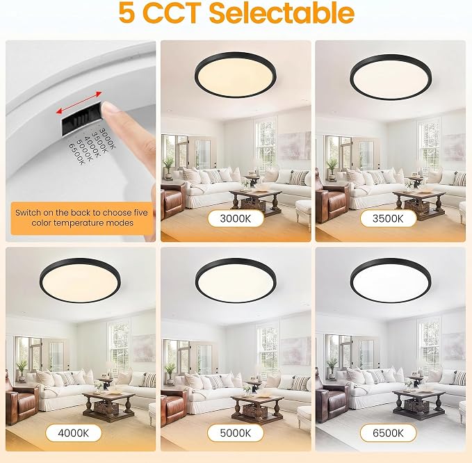 TALOYA 8 Pack 10" LED Ceiling Light Fixture,20W 5CCT Flush Mount,Black | 2000LM,100–240 VAC Input,Low Energy Consumption,Ideal for Bedroom,Living Room,Porch,Hallway,Closet