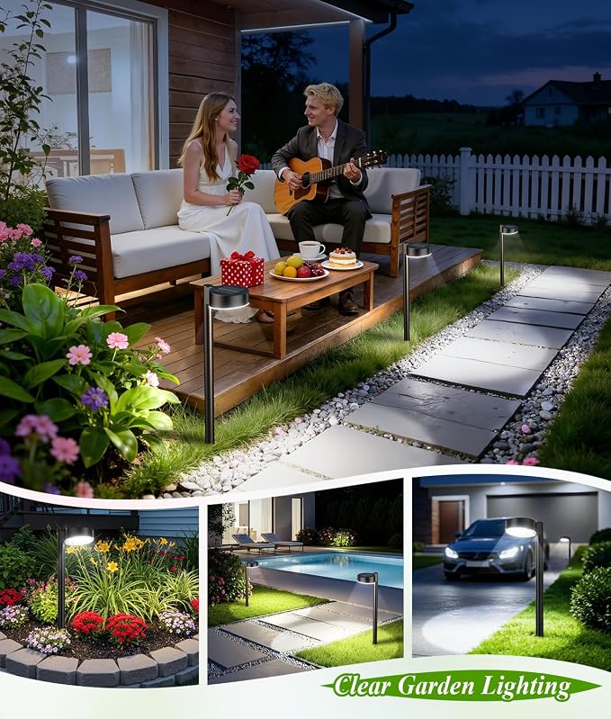 12 Pack Solar Pathway Lights Outdoor, Solar Powered Landscape Path Light with Larger LED Lens, Brighter Up to 12 Hrs Waterproof Outdoor Solar Light for Yard Garden Walkway Driveway Sidewalk